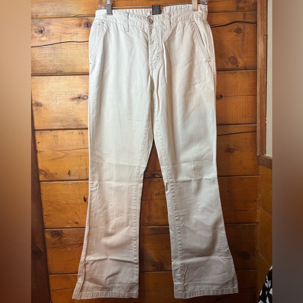 Abercrombie & Fitch Cream Flare Pants Military Bootcut Pants Size 4 Inseam 32